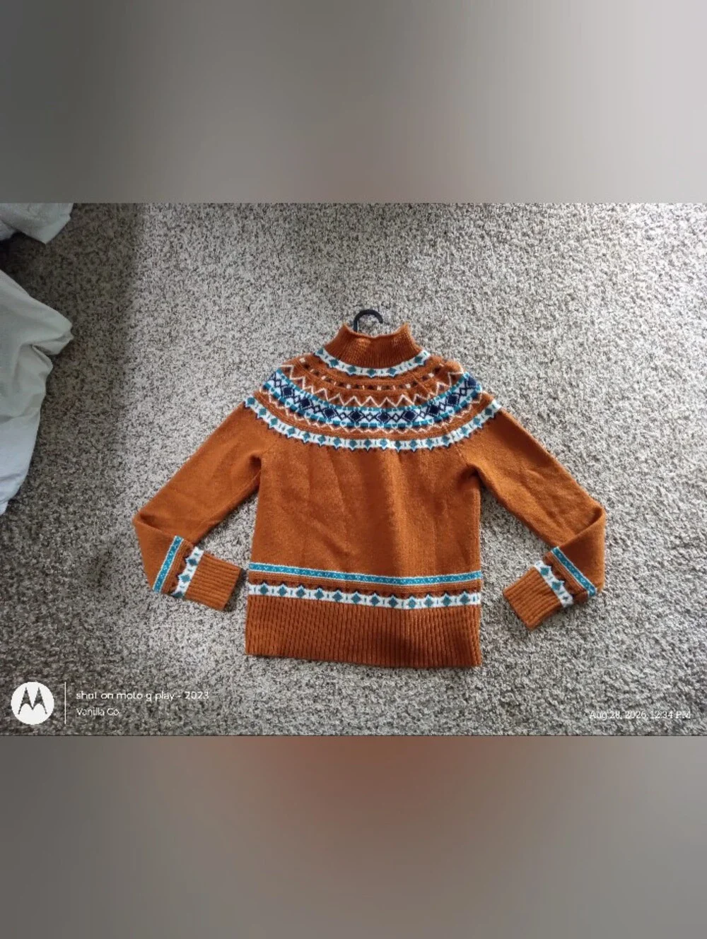 J.Crew Fair Isle Mockneck Pullover Sweater Lambs wool-Blend Gingerbread Small